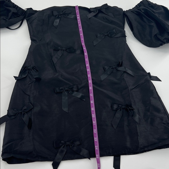 Hutch Black Off-Shoulder Dress whimsigoth bows feminine LBD valentine S NWT - Picture 7 of 10